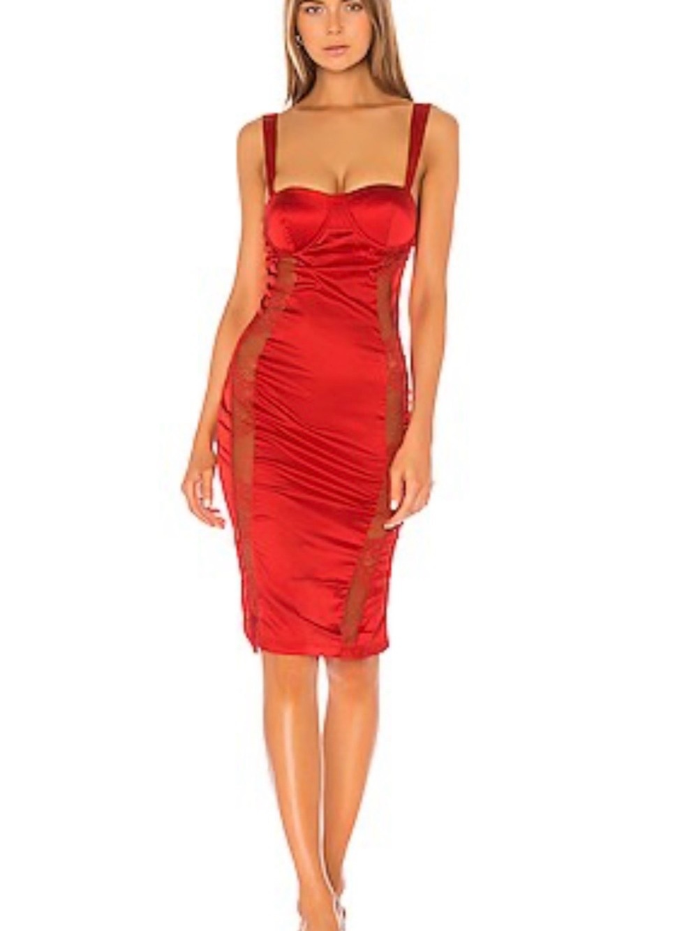 superdown Red Satin Bustier Dress